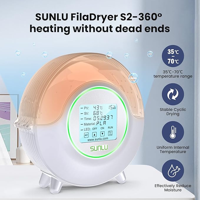 SUNLU PLA Plus Gold 1.75mm, Upgraded S2 Filament Dry Box White - Image 3