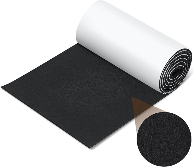 Large Felt Furniture Pads 8 x 60 Inch Non Slip Self Adhesive Heavy Duty Cuttable Strip Roll Felt Sheet Tape for Protecting Hardwood Floors Chair Wall, Black by Fullhawl