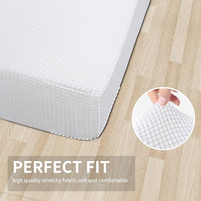 Easy-Going Stretch Cushion Cover Sofa Cushion Furniture Protector Sofa Seat Sofa slipcover Sofa Cover Soft Flexibility with Elastic Bottom(Chiar Cushion,Snow White) - Image 4