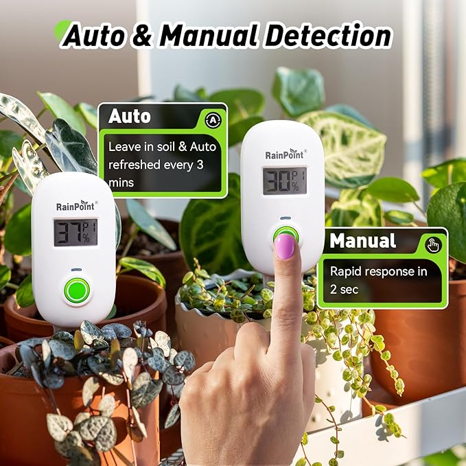 RAINPOINT Light-Driven Thermo-Hygrometer & Smart Digital Wireless Soil Moisture Meter (WiFi Hub Needed) Kit, Real-time Monitor Sensor Gardening Plant Care Essentials - Image 9