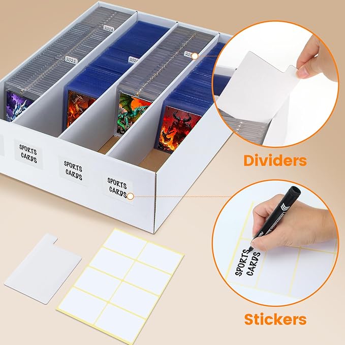 6 Pack Trading Card Storage Box - 4 Rows Divided Cardboard Case, Compatible with Top Loader One Touch for Sports Card Storage - Image 3