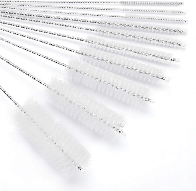 CiaraQ Bottle Cleaning Brushes, 8 Inch Nylon Tube Brush Set, Cleaner for Narrow Neck Bottles Cups with Hook, Set of 10pcs. - Image 6