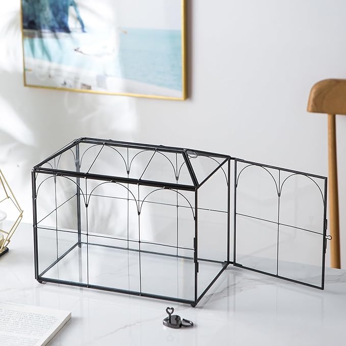 Wedding Card Box with Slot, 10.2'' Large Glass Card Boxes for Reception, Black Geometric Holder, Clear Decorative Storage Box with Lock for Baby Shower, Birthday Party, Christmas, Bridal Shower - Image 4