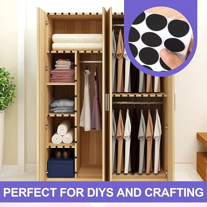 160 Pcs Small Felt Furniture Pads, Self-Adhesive EVA Foam Dot Circles, Round Felt Furniture Stickers for Desks Drawers Vases Photo Frames Cabinets Doors Candlesticks - Black (1.18") - Image 6