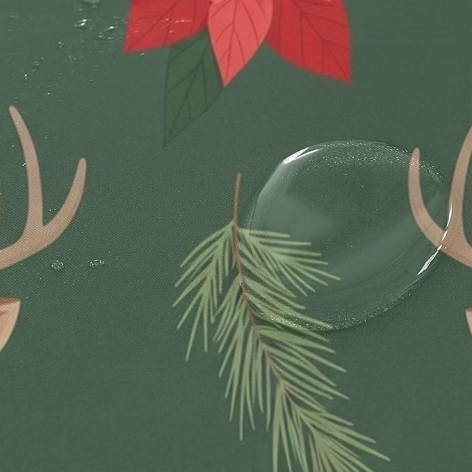 Christmas Deer Green Shower Curtain Liner 72×72 inch for Bathroom Curtain Anti Mold Shower Curtain with Hooks Bathroom Accessories - Image 4