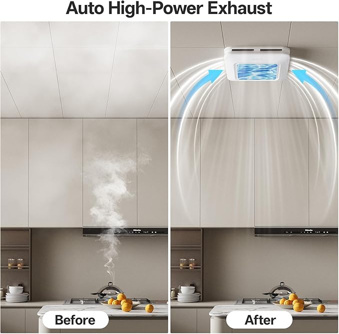 Bathroom Fan with Humidity Sensor,230 CFM 1.0 Sone Bathroom Exhaust Fan with Light,Ventilation and Exhaust Fan with Remote Control and Timer Function,Ripple Texture - Image 7