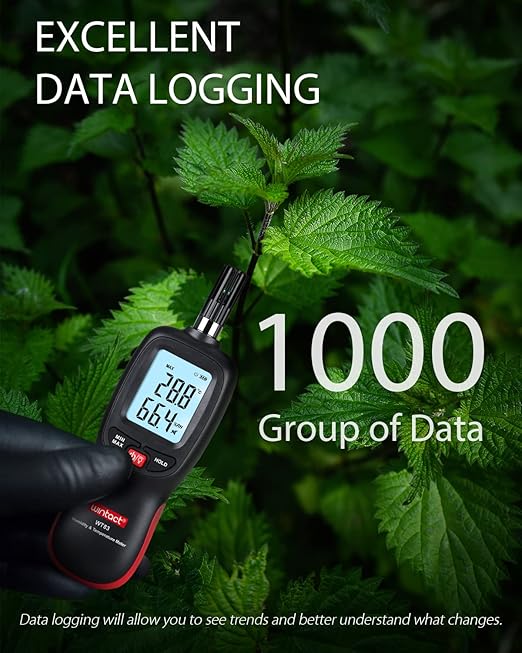 Wintact Digital Temperature and Humidity Meter, Thermometer Hygrometer Monitor with Dew Point and Wet Bulb Temperature, Backlight, Max/Min Value, Data Hold, Store 1000 Group of Data for Indoor Outdoor - Image 4