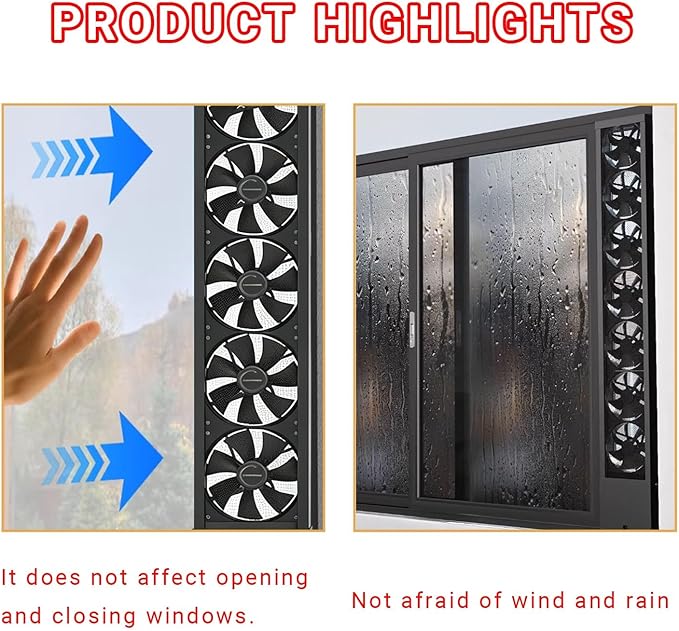 Retractable Window exhaust fan No need to drill holesembed ded installation Metal Casement Window Fan Adjustable Wind Speed Air Flow for Bedroom Kitchen Office(Black,33.5-35.4) - Image 4