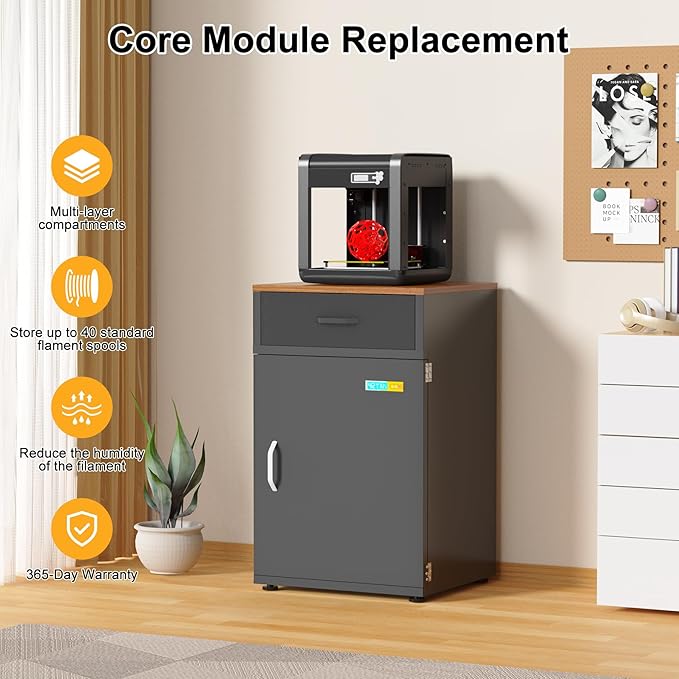 180L 3D Printer Filament Storage Cabinet with Dehumidifier(60W drying power, <8W avg. consumption) | Industrial Sealed Dehumidifying Stand Cabinet Holds 40 Rolls -Compatible with PLA/ABS/TPU (Black) - Image 6