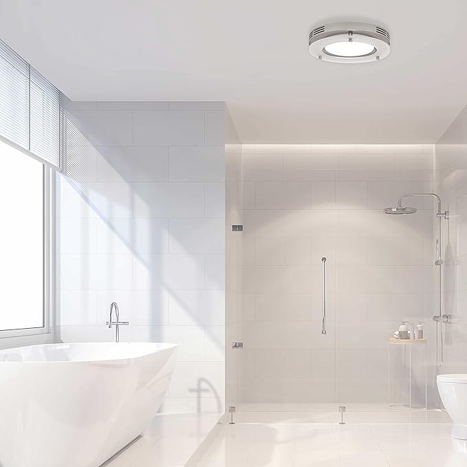 Homewerks 7117-02-HW Bathroom Fan Integrated LED Light Ceiling Mount Exhaust Ventilation 1.5 Sones 80 CFM, Frosted - Image 6