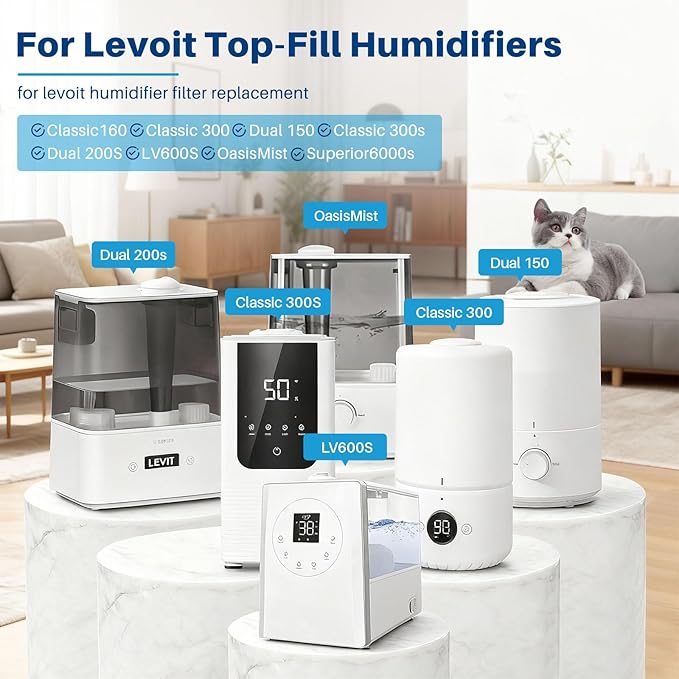 30 Pack Top Fill Humidifier Filter Replacement for LEVOIT Classic160, Dual150, Dual200S, Classic300(S), LV600S, OasisMist 450S, Superior6000S Series Humidifiers to Improve Humidification - Image 2