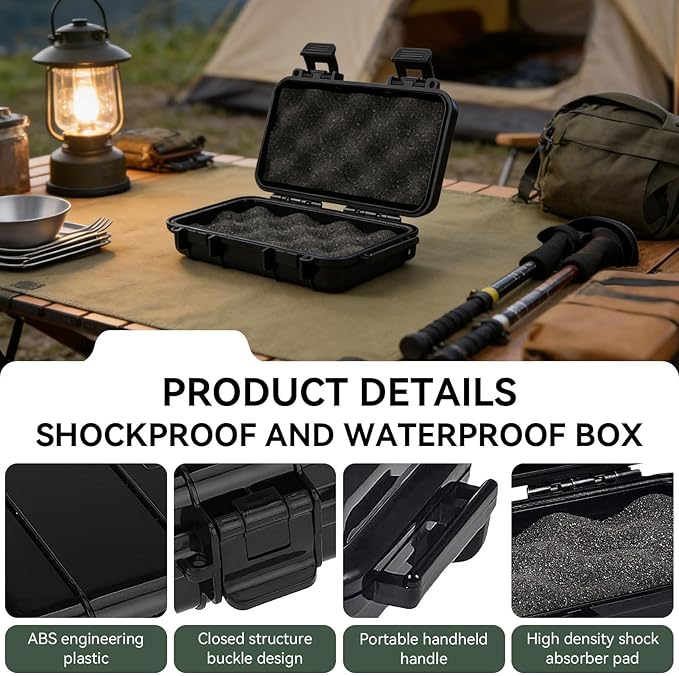 Outdoor Case, Water Proof Dry Box Shockproof and Pressureproof Sealed Storage Tool Organizer Electronic Devices Carry Protector for Camping Hiking - Image 4