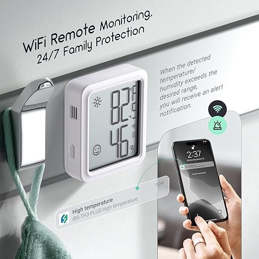 INKBIRD WiFi Thermometer Hygrometer, Indoor Temperature Sensor IBS-TH3-PLUS with Electronic Display, Humidity Monitor with App Alert 1 Year Data Storage Export, Digital Remote Monitor for Room - Image 6