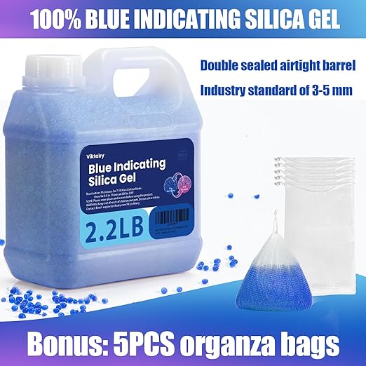 2.2LBS Desiccant Beads, Premium Blue Indicating Reusable Silica Gel Beads Bulk, Industry Standard 3-5 mm Desiccant Dehumidifier for 3D Filament, Electronic Devices, Camera, Documents, Safe (5PCS Bags) - Image 4