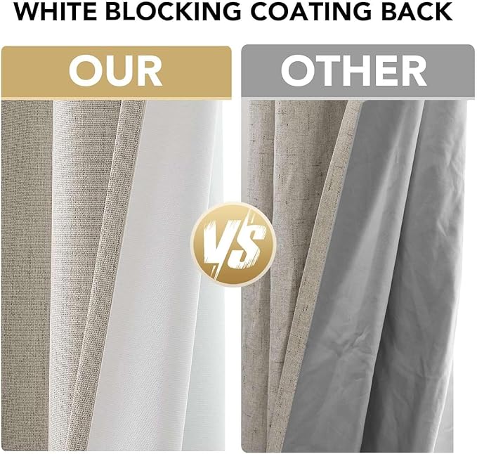 H.VERSAILTEX Chenille Curtains 96 inch Length 2 Panels 100% Blackout Drapes for Bedroom Living Room with White Flocking Coating Back Thermal Insulated Anti-Rust Grommet, Oyster Grey(Not Solid) - Image 3