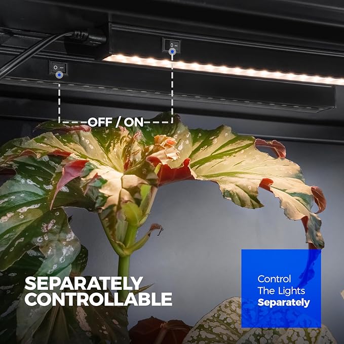 Barrina T5 Grow Lights for Indoor Plants, 2FT 20W (2 x 10W), Black Cover Plant Growing Lamp with Magnetic Installation, Full Spectrum Grow Light Strip with Separate Switch, Linkable, Yellow, 2 Packs - Image 6