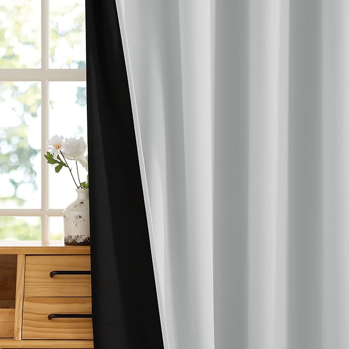 RYB HOME Extra Wide 100% Blackout Patio Door Curtain 96 inch Long, Grommet Room Darkening Room Divider Drapes, Sliding Door Curtains for Living Room/Bedroom Large Window, White, W100 x L96 - Image 7
