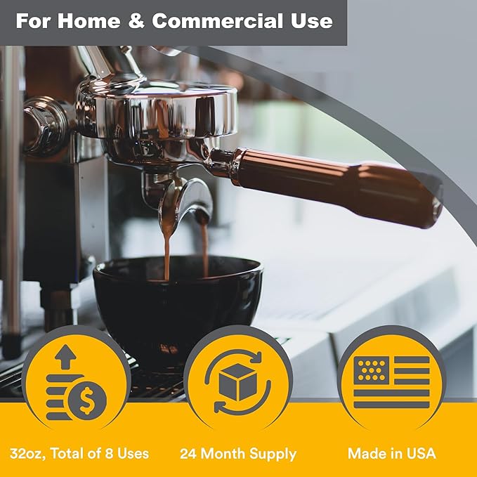 Coffee Machine Descaler - 32oz (8 Uses) - Compatible with Nespresso, Breville, Delonghi, Keurig Descaling Solution for Coffee Maker Cleaner and Descaler - Coffee and Espresso Machine Descaler - Image 4