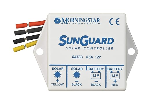 Morningstar Sunguard 4.5A PWM Solar Charge Controller (SG-4) - Intelligent Solar Panel Regulator. Supports 12V Batteries, Outdoor Rated, Highly Reliable and Easy to Install - Designed in The USA by MorningstarCorporation