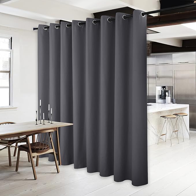 NICETOWN Wall Curtain for Bedroom, Room Divider Curtain for Doorways, Vertical Blind for Sling Door, Privacy Sound Reduction Curtains Room Dividers for Patio (Grey, 1 Panel, 95" Tall x 120" Wide) - Image 2