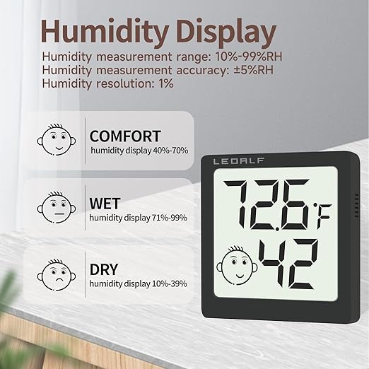 Mini Humidity Meter Hygrometer 6 Pack Room Thermometer Indoor Digital Temperature and Humidity Monitor (Black) - Image 3