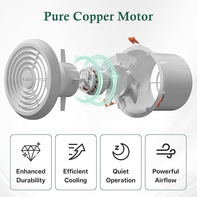 4" Bathroom Exhaust Fan, White Quiet Ceiling Exhaust Fan 110 CFM, 1.0 Sones Ideal Ventilation for Bathroom, Kitchen, RV, Mobile Home, Garage - Image 4