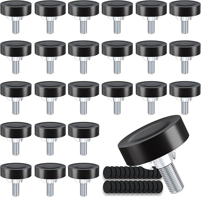 Adjustable Leveling Feet: T-Nuts & Floor Protectors, Heavy Duty Furniture Levelers for Cabinets,Sofa,Tables,Chairs on Hardwood/Tile/Carpet (24, with T-Nut, 1/4" Thread) by Unknown