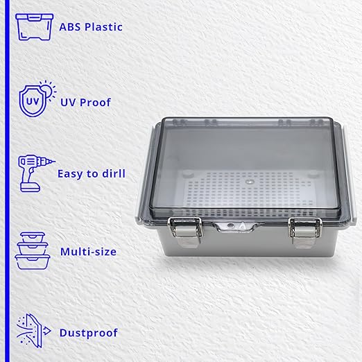 MAKERELE ABS Plastic Small Outdoor Waterproof Box Clear Hinged Shell Outdoor Universal Project Enclosure with Transparent Cover 5.9×3.9×2.8 inch(150×100×70mm) - Image 6