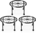 Garden Gifts Plant Lovers Gifts 3 Packs Black Metal Plant Stand with Anti-Slip Base Rustproof Heavy Duty Decorative Round Flower Stand Display Shelf for Indoor/Outdoor by MetalBlackPlantStands