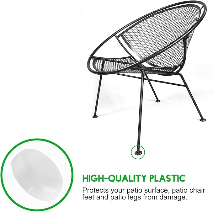 Biaungdo 24 Pack 1.5 Inch Wrought Iron Patio Furniture Feet, Patio Furniture Seating Glides, Round Outdoor Chair Leg Floor Protectors, End Cap Feet Inserts (White) - Image 3