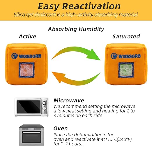 16Pcs 200g Desiccant Dehumidifier Bags, Rechargeable Indicating Silica Gel Beads, Gun Safe Dehumidifier, Desiccant Moisture Absorbers with Visible Window for Storage - Image 4