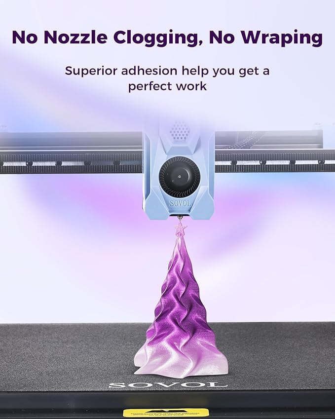 Sovol 3D Printer PETG Filament 1.75mm, Gradient Multicolors Filaments Material, 1kg (2.2lbs), Dimensional Accuracy +/- 0.03 mm, Fit Most FDM Printer, Purple - Image 3