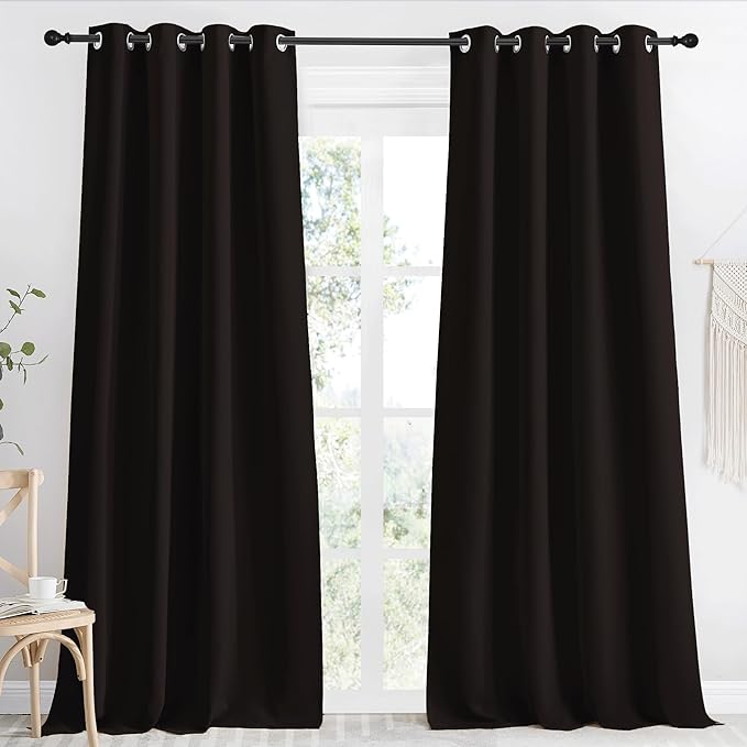 NICETOWN Toffee Brown Blackout Curtain 118 inch Long, W55 x L118, 1 Panel, Thermal Insulated Window Treatment with Grommet Room Darkening Thermal Insulated Panel for Bedroom/Living Room by NICETOWN