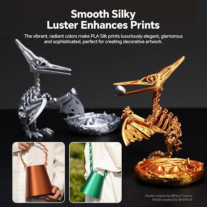 ANYCUBIC Silk Christmas Filament for Christmas Gifts and Decorations, Clog-Free Shiny 3D Printer PLA Filament 1.75mm Dimensional Accuracy +/- 0.02mm, 1KG Reusable Spool (2.2 lbs), Silk Shiny Gold - Image 2