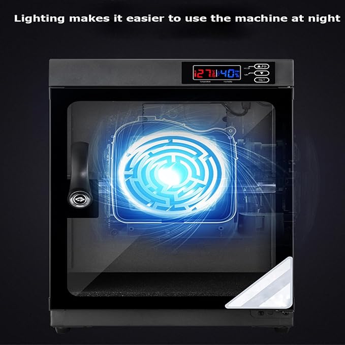 INTBUYING Camera Dry Cabinet 30L Electronic Dry Cabinet for Camera Lens Storage with Lock 2 Layers Intelligent Temperature Humidity LED Screen Noiseless - Image 3