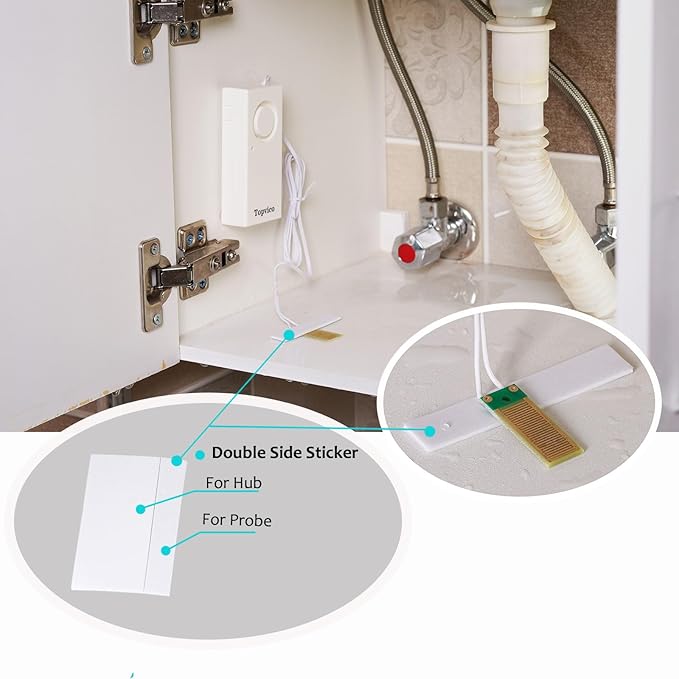 Topvico Water Leak Sensor Detector Flood Alarm for Basement RV Moisture 120dB Work Alone Battery Operated 3 Packs - Image 3