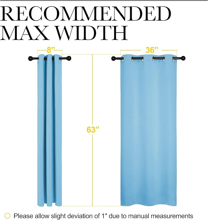 NICETOWN Light Blue Curtains for Nursery, Thermal Insulated Grommet Room Darkning Curtain Panels for Bedroom/Living Room, Privacy Drapes for Classroom(1 Pair, W42 x L63 inches, Blue) - Image 6