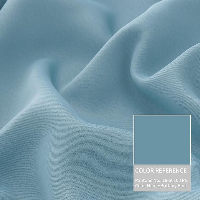 BGment Thermal Insulated 100% Blackout Curtains for Bedroom with Black Liner, Double Layer Full Room Darkening Noise Reducing Grommet Curtain (42 x 84 Inch, Greyish Blue, 2 Panels) - Image 7