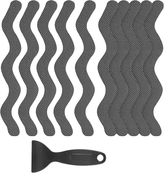 24 PCS Anti Slip Shower Stickers, Safety Bathtub Non Slip Strips, Adhesive Decals Anti Skid Tape with Scraper for Tub, Shower, Floor, Stairs, Steps by YAHENLI