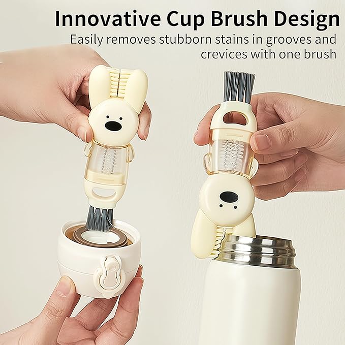 3 PCS Bottle Brush - Upgrade 4 in 1 Cup Lid Gap Cleaning Brush Set, Multifunctional Insulation Bottle Cleaning Tools, Mutipurpose Tiny Silicone Cup Holder Cleaner, Home Kitchen Cleaning Tools - Image 6