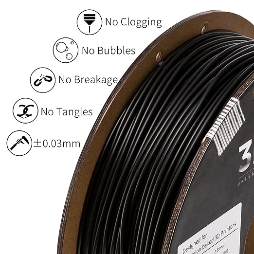 INLAND Micro Center PLA+ 3D Printing Filament 1.75mm - PLA Pro Dimensional Accuracy +/- 0.03 mm - 1kg Cardboard Spool (2.2 lbs) (1 Pack Black, 2.85mm) - Image 3
