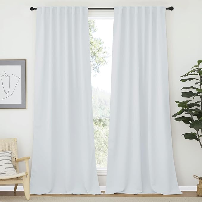 NICETOWN Living Room Curtain Panels - (Cloud Grey Color) W52 x L120, 2 PCs, Back Tab/Rod Pocket Room Darkening Window Treatment Draperies for Patio Sliding Glass Door by NICETOWN
