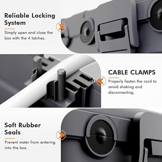 RESTMO 5-Piece Outdoor Waterproof Electrical Box Set – 12.5" x 8.5" x 5" Large & 7.1" x 2.3" x 2.3" Small, Weatherproof Boxes for Power Strip, Outlet, Plug, Socket, Timer, Holiday Light, Gray - Image 3