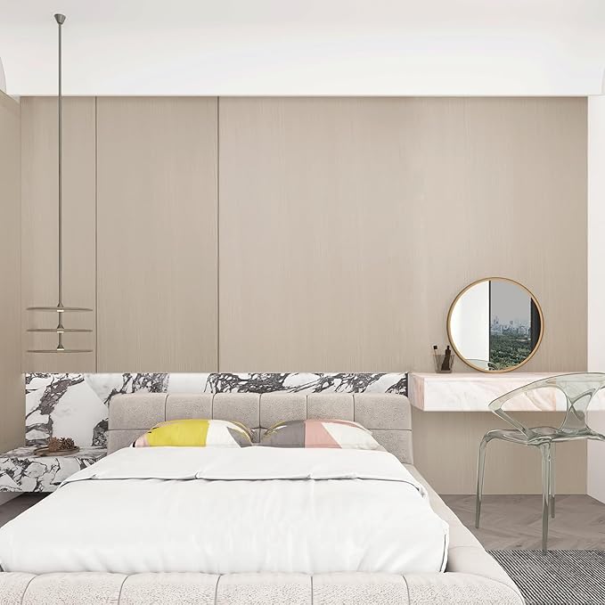 31"x354" Beige Wood Wallpaper Peel and Stick Modern Faux Wood Contact Paper Waterproof Self Adhesive Light Wood Grain Contact Paper for Bathroom Farmhouse Laundry Room Rent Friendly Wallpaper - Image 6