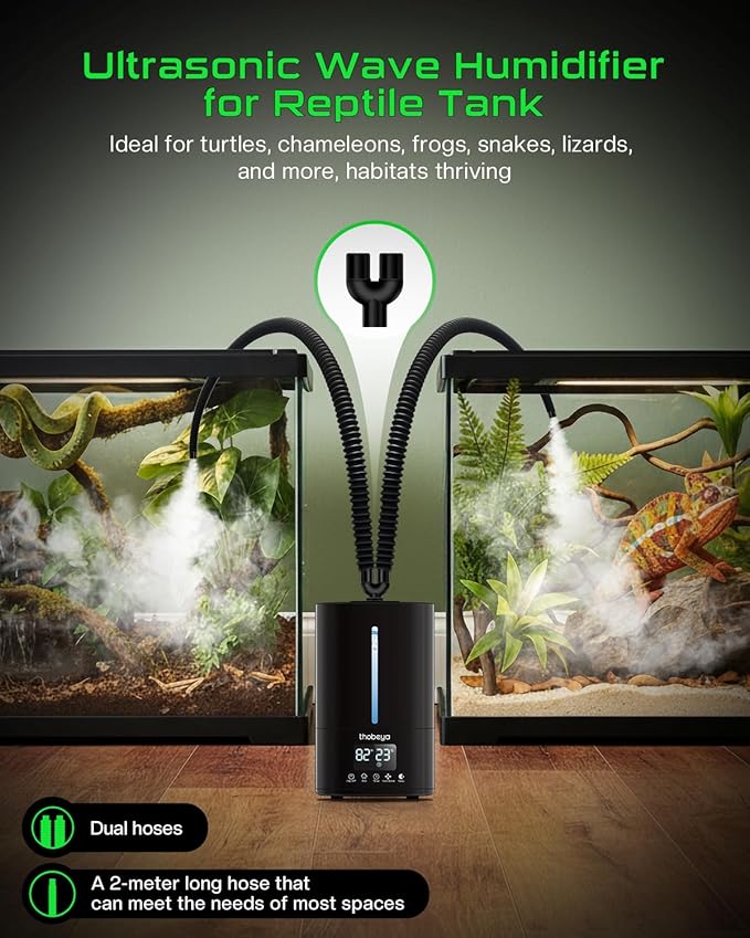 1.32 Gal / 5L Reptile Humidifier Fogger, Timer Function, Humidifier for Amphibians for Bearded Dragons, Lizards, Geckos, Snakes, Tortoises, Reptile Mister with Remote Control, Adjustable Fog Volume - Image 2