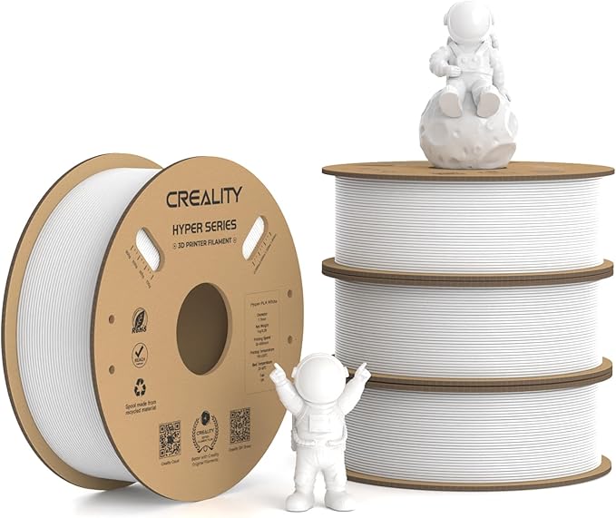 Creality Hyper PLA Filament 1.75mm, 30-600mm/s High Speed 3D Printer Filament, Dimensional Accuracy +/-0.02mm, Fit Most FDM 3D Printers, 4 Pack 1kg Spool(2.2lbs), White by Creality