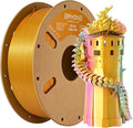 ERYONE Silk Tri Color PLA Filament 3D Printer 1.75mm +/- 0.03mm, Multicolor Filament Tricolor PLA 1KG(2.2lbs) Cardboard Spool, Turquosie&Reddish Orange&Gold by ERYONE
