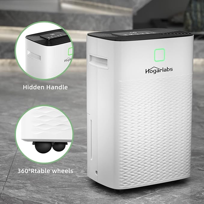 HOGARLABS Smart Dehumidifier for Basement Home, Silent Dehumidifier with Drain Hose & Water Tank, Intelligent Humidity Control, 24H Timer, for Large Room Bathroom Bedroom. (50 Pints Dehumidifier) - Image 8