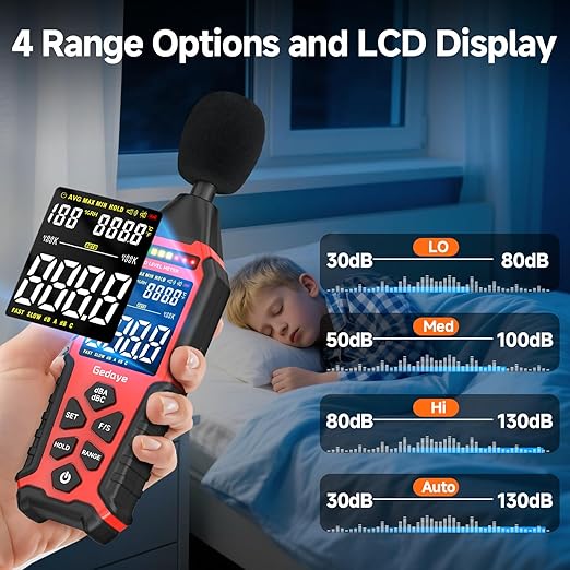 Power Supply Available Decibel Meter, Gedaye Sound Level Meter, A/C Weighted SPL Meter, Noise Measure Device 30-130dB, Noise Detector Sound Monitor Decibel Reader Classroom Factory Noisy Neighbor - Image 2