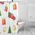 Car Christmas White Shower Curtain Liner 72×72 inch for Bathroom Curtain Anti Mold Shower Curtain with Hooks Shower Accessories by Unknown